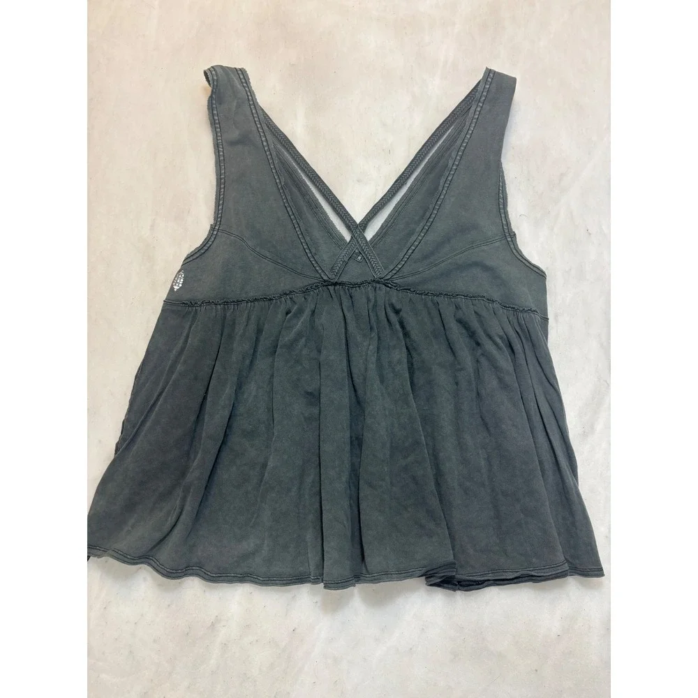FP Movement Free People Charcoal Gray Mineral Wash Babydoll Tank Top Size xxl - Picture 7 of 8